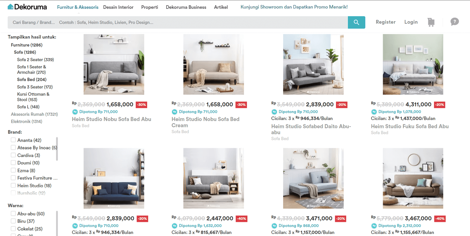 Contoh Website Toko Online Furniture