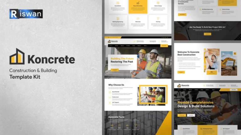 Download Koncrete Construction & Building Elementor Template Kit