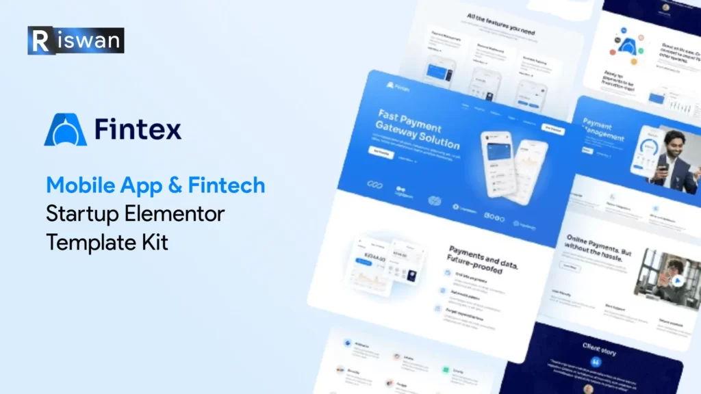 Download Fintex - Mobile App & Fintech Startup Elementor Template Kit