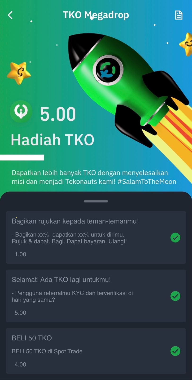 Misi Airdrop TKO Megadrop, Bisa Dapat 10 TKO