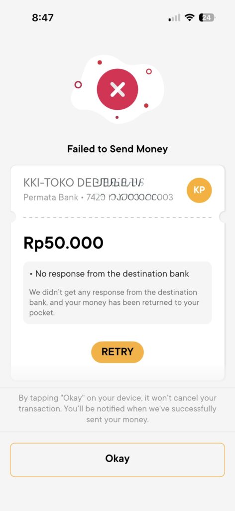 Gagal Deposit via Bank di Tokocrypto